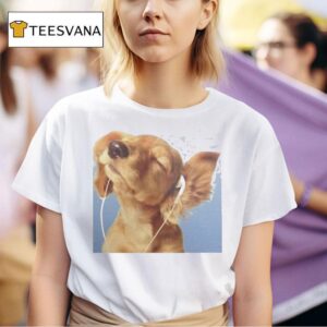 Headphones Blue Dog T Shirt