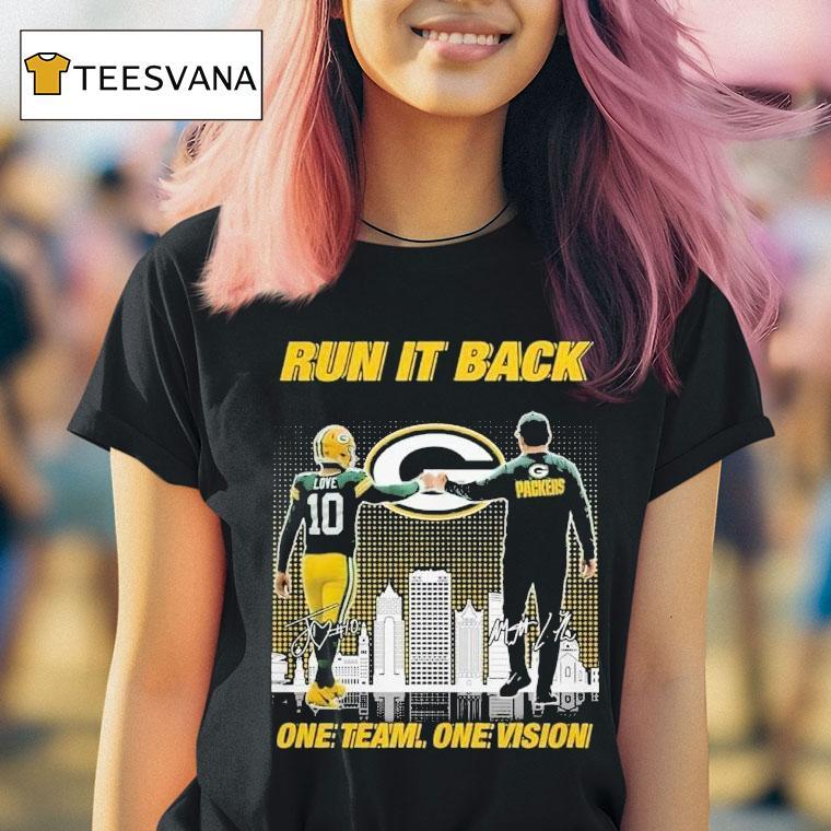  Jordan Love And Matt Lafleur Green Bay Packers Run It Back One Team One Vision Signatures T Shirt