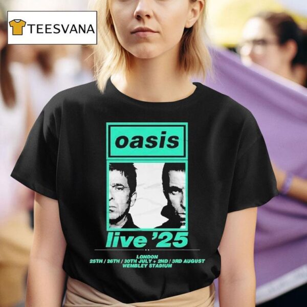 Oasis Live Show At Wembley Stadium In London On July To August With Split Portrai T Shirt