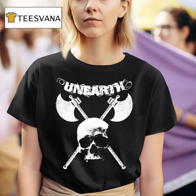  Unearth Boston Fucking Metal Skull Axe T Shirt