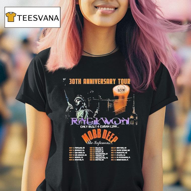  Wu Tang Clan Th Anniversary Tour  Dates For November And December In Portland Or With Mobb Deep And Raekwon T Shirt