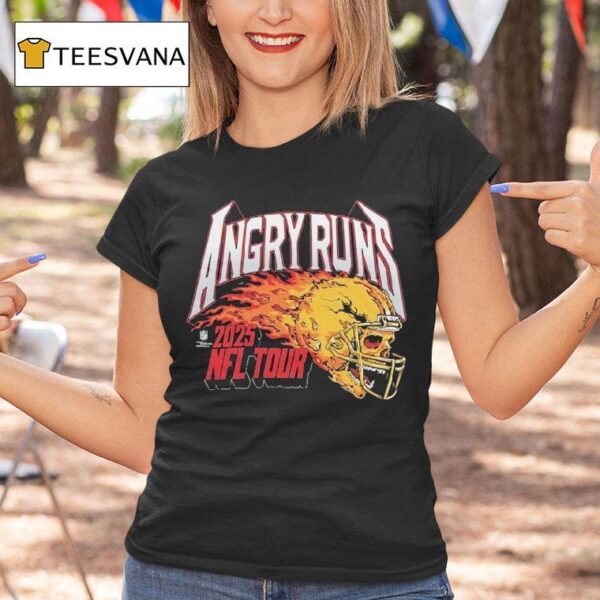 Angry Runs Nfl Tour Helmet Skull Flames T Shirt
