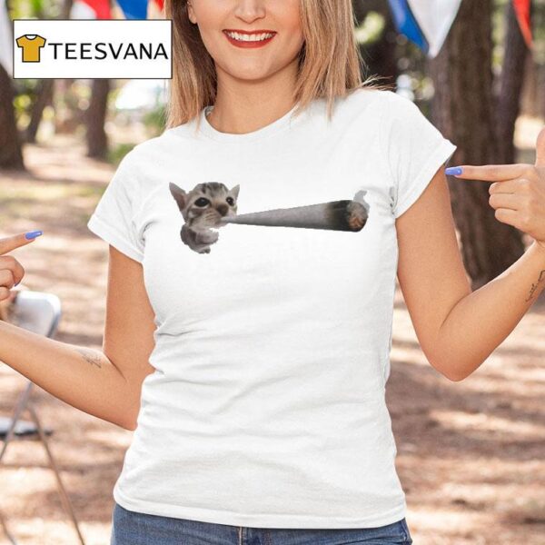 Cat Smoking Joint Ciggarates T Shirt