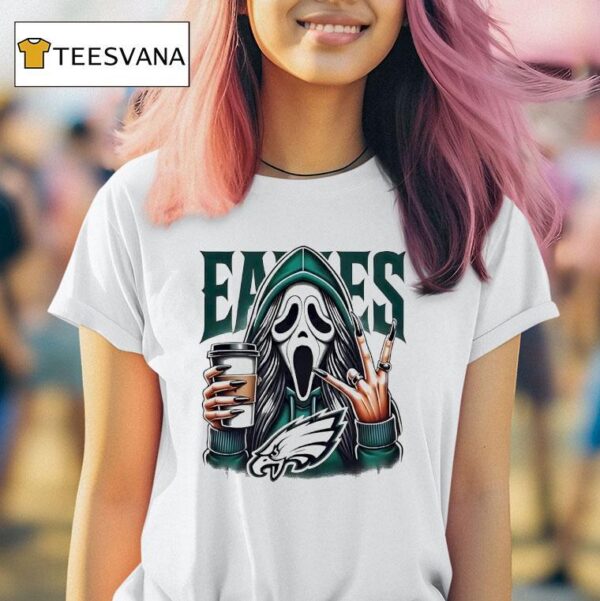 Ghostface Drinking Coffee Philadelphia Eagles T Shirt