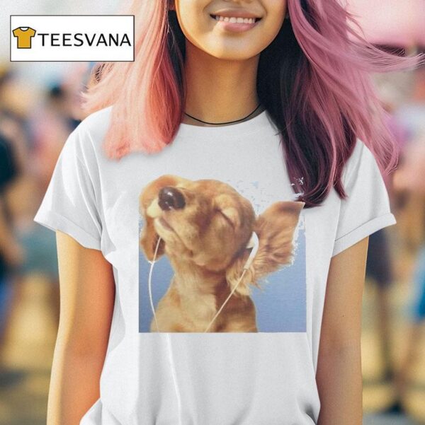 Headphones Blue Dog T Shirt