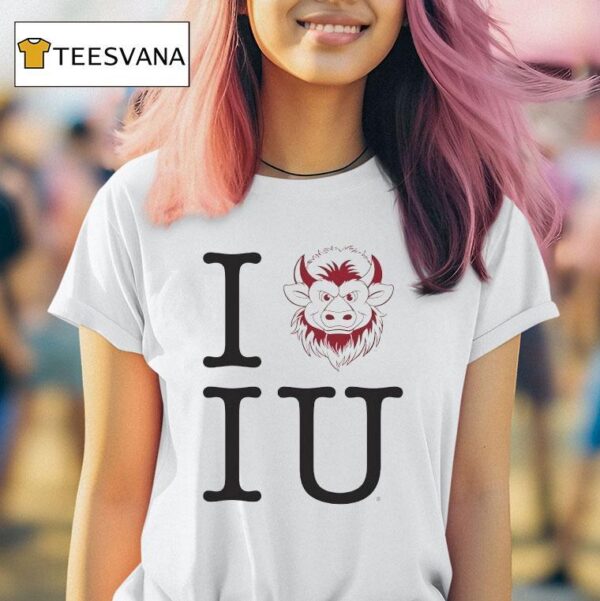 Indiana Hoosiers I Heart Iu Bison T Shirt