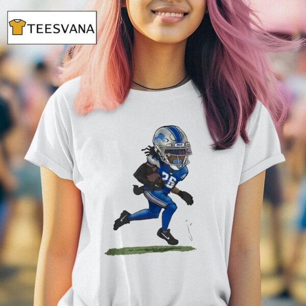 Jahmyr Gibbs Detroit Lions Fooyball Cartoon T Shirt