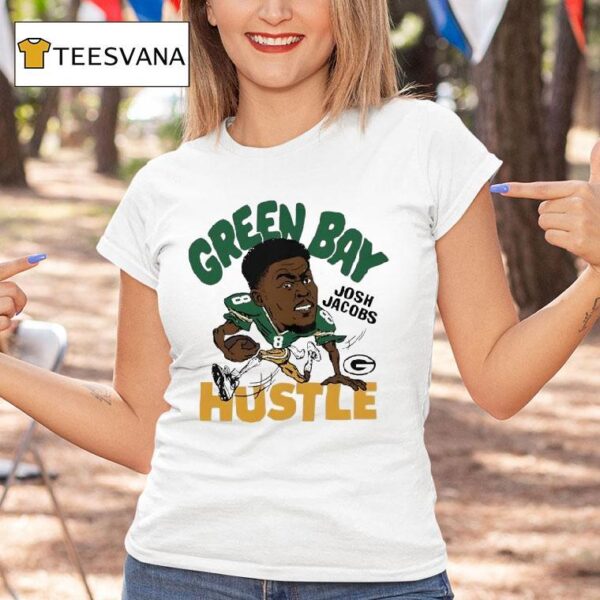 Josh Jacobs Hustle Green Bay Packers Football Signature Cartoon T Shirt