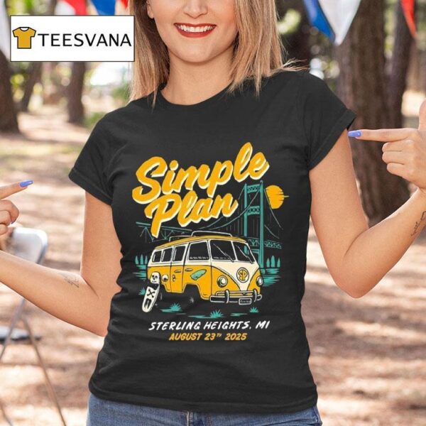 Simple Plan Tour Sterling Heights Michigan August T Shirt