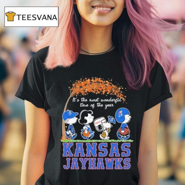 Snoopy The Peanuts Kansas Jayhawks It S The Most Wonderful Time Of The Year T Shirt