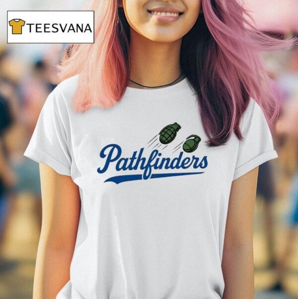 Two Hand Grenades Pathfinders Style Los Angeles Dodgers Logo Parody T Shirt