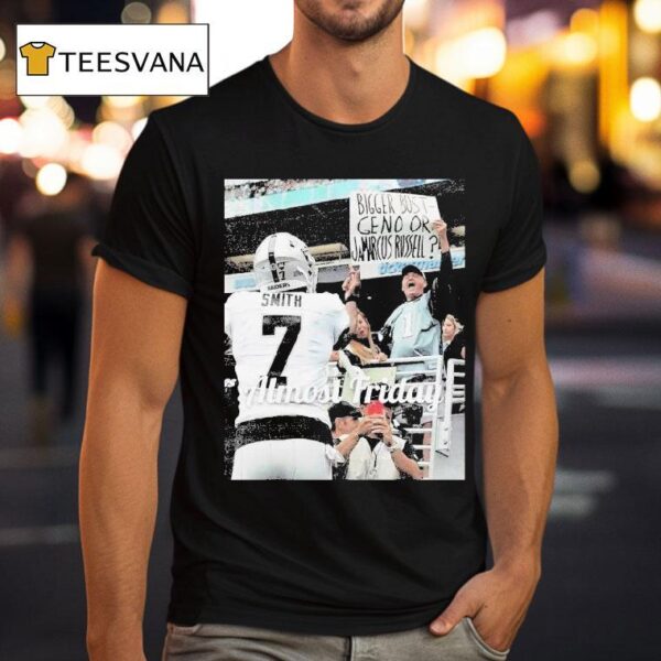 Almost Friday Geno Smith Bigger Bust Geno Or Jamarcus Russell Middle Fingers T Shirt