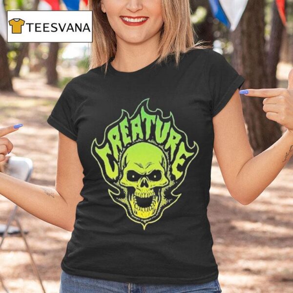 Bonehead Creature Flame Skull T Shirt