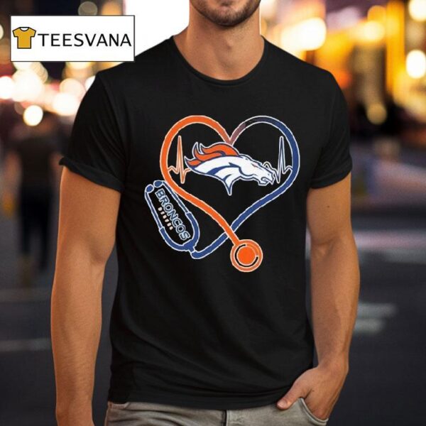Denver Broncos Nurse Heartbeat Stethoscope T Shirt