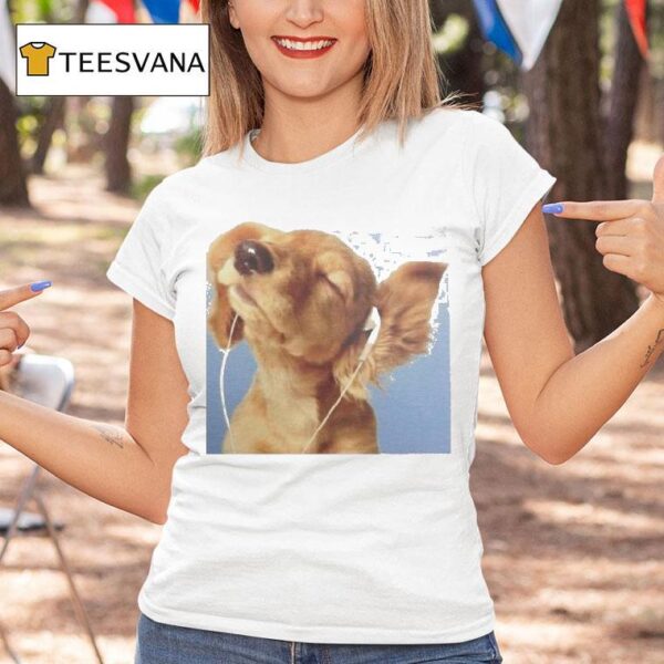 Headphones Blue Dog T Shirt