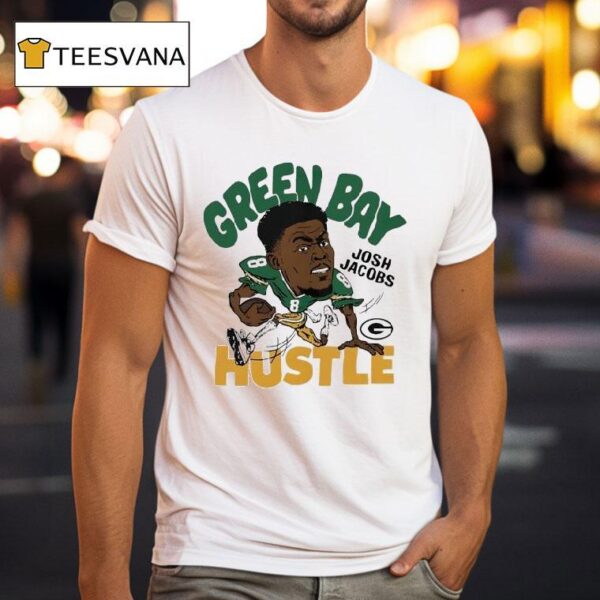 Josh Jacobs Hustle Green Bay Packers Football Signature Cartoon T Shirt