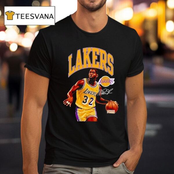 Magic Johnson Los Angeles Lakers Basketball Signature T Shirt
