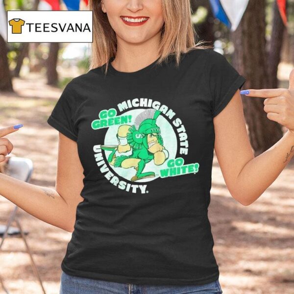 Michigan State Spartans University Go Green Go White T Shirt