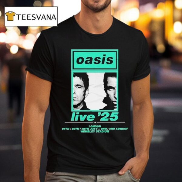 Oasis Live Show At Wembley Stadium In London On July To August With Split Portrai T Shirt