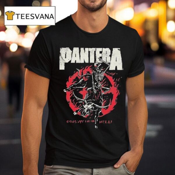 Pantera Cowboy From Hell Flames Cowboy Rodeo Skeleton T Shirt