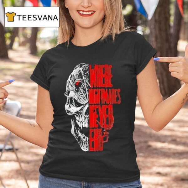 Where Nightmares Never End Knott S Scary Farm Spider Skull T Shirt