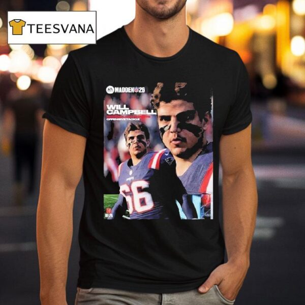 Will Campbell New England Patriots Rookie Offensive Tackle Madden Nfl American Football T Shirt