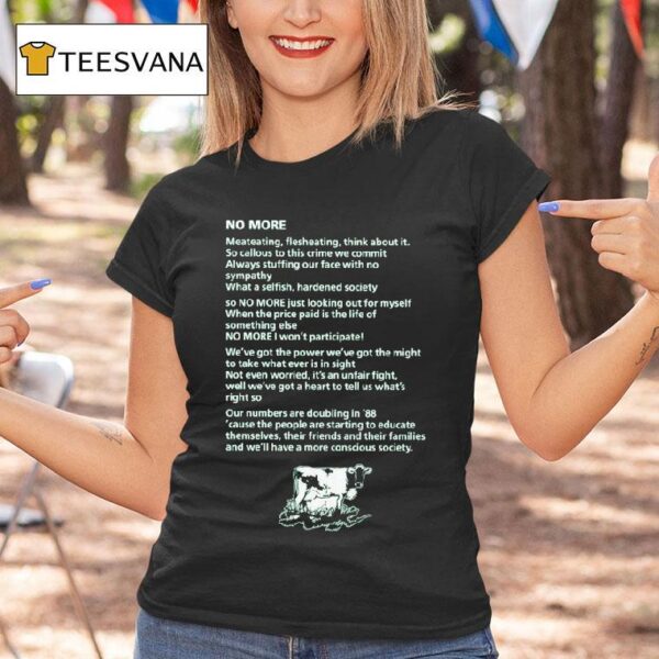 Youth Of Today No More Cow T Shirt
