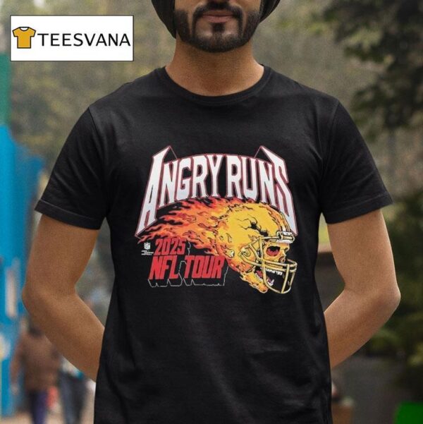 Angry Runs Nfl Tour Helmet Skull Flames T Shirt
