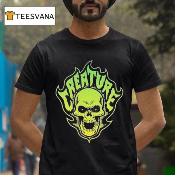Bonehead Creature Flame Skull T Shirt