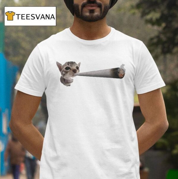 Cat Smoking Joint Ciggarates T Shirt