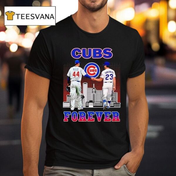 Chicago Cubs City Skyline Rizzo And Sandberg Forever Signatures T Shirt