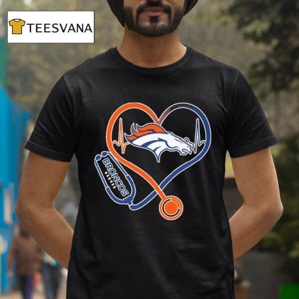Denver Broncos Nurse Heartbeat Stethoscope T Shirt