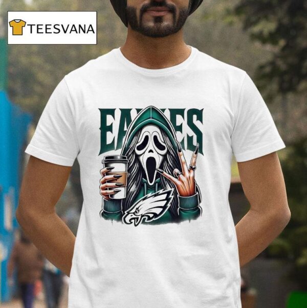 Ghostface Drinking Coffee Philadelphia Eagles T Shirt