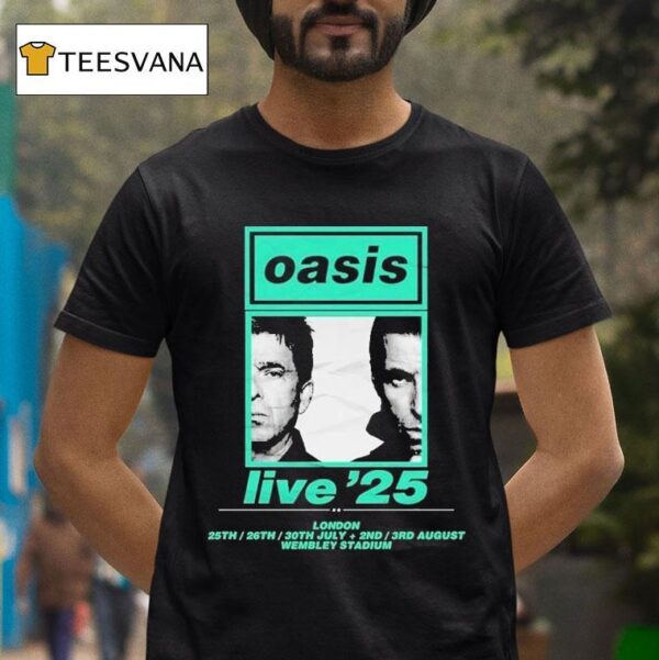 Oasis Live Show At Wembley Stadium In London On July To August With Split Portrai T Shirt
