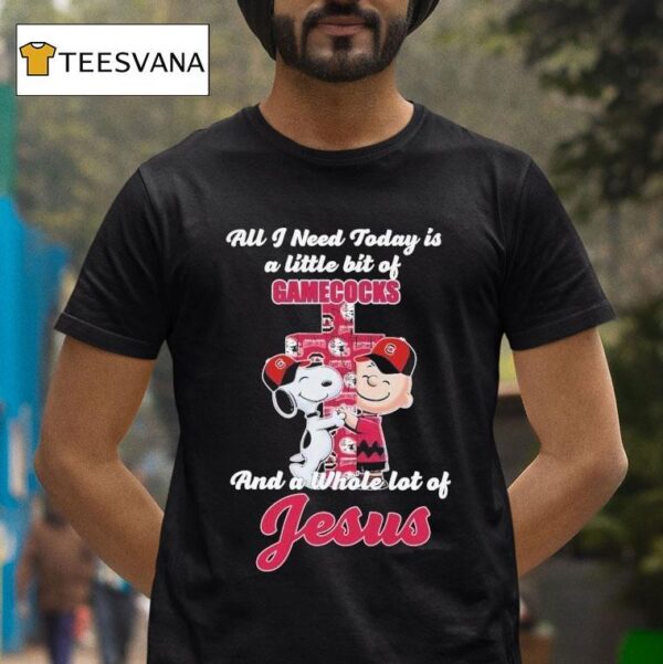 Snoopy And Charlie Brown All I Need Today Is A Little Bit Of South Carolina Gamecocks And A Whole Lot Of Jesus T Shirt