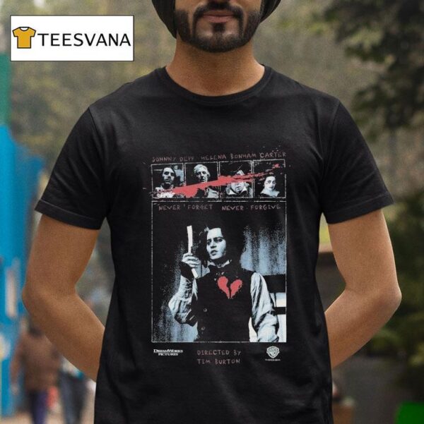 Sweeney Todd Dream Works Pictures Johnny Depp Helena Bonham Carter Never Forget Never Forgive T Shirt