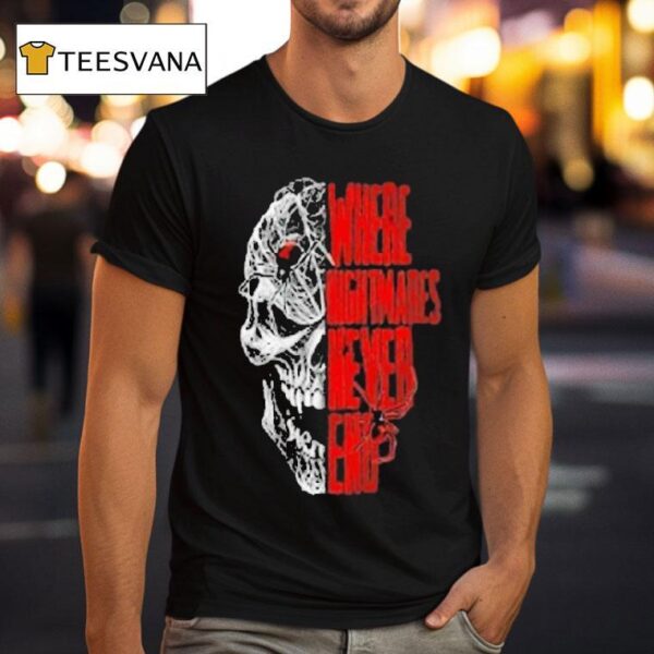 Where Nightmares Never End Knott S Scary Farm Spider Skull T Shirt