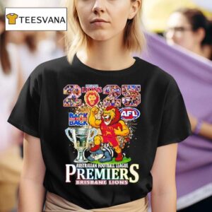 Brisbane Lions Back To Back Afl Australian Football League Premiers Cup Mascot Logo T Shirt