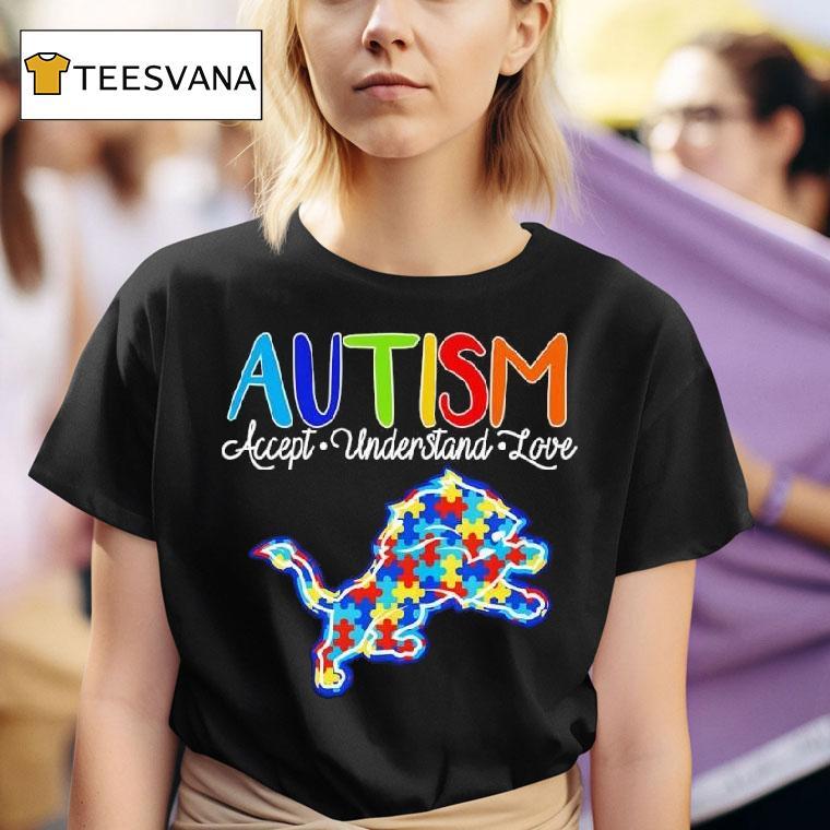 Detroit Lions Autism Accept Understand Love T Shirt