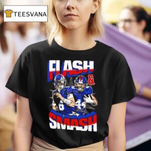 Flash And Smash Jaxson Dart And Cam Skattebo New York Giants T Shirt