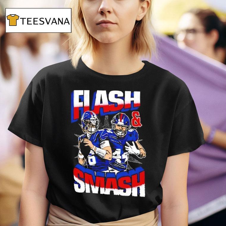 Flash And Smash Jaxson Dart And Cam Skattebo New York Giants T Shirt
