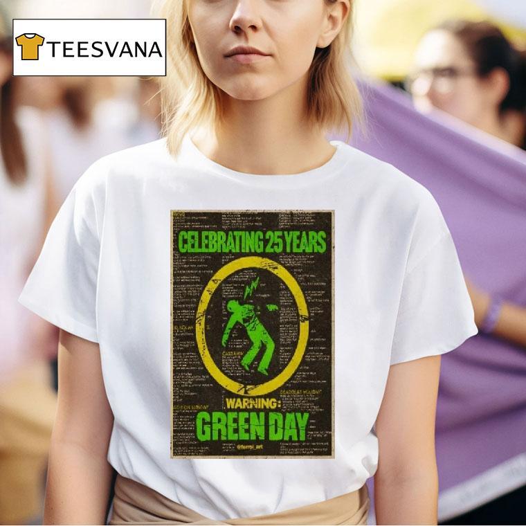 Green Day Warning Celebrating Years T Shirt
