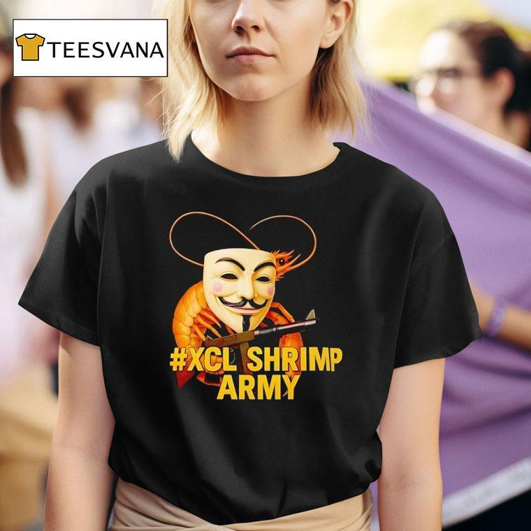 Guy Fawkes Mask Xcl Shrimp Army T Shirt