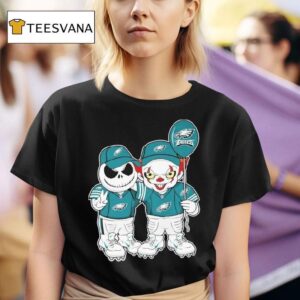 Jack Skellington And Pennywise Philadelphia Eagles Philly Halloween Balloon T Shirt