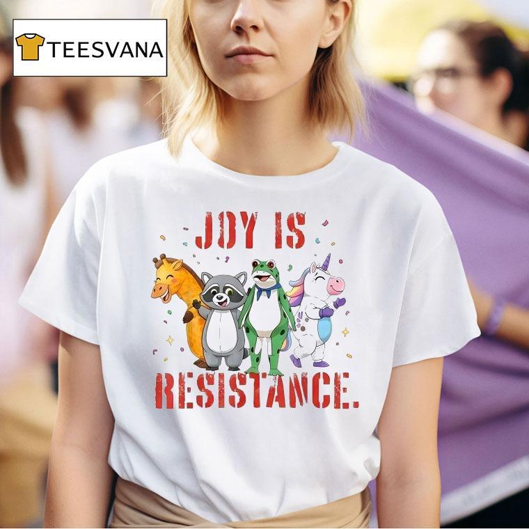 Joy Is Resistance Portland Frog Protest Raccoon Unicorn T Shirt