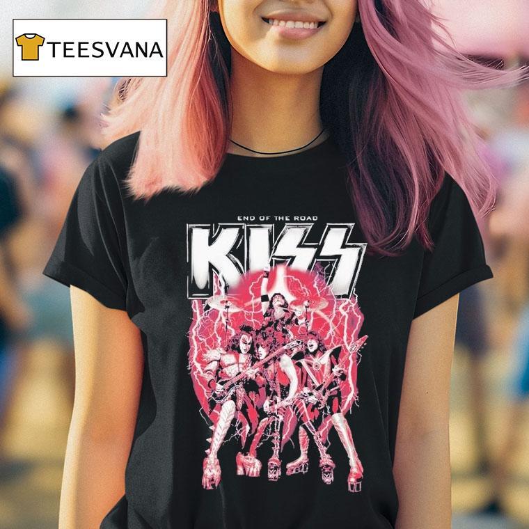 Kiss End Of The Road Red Lightning T Shirt