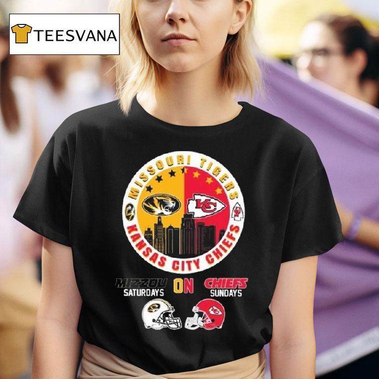 Missouri Tigers And Kansas City Chiefs Mizzou Saturdays On Chiefs Sundays T Shirt