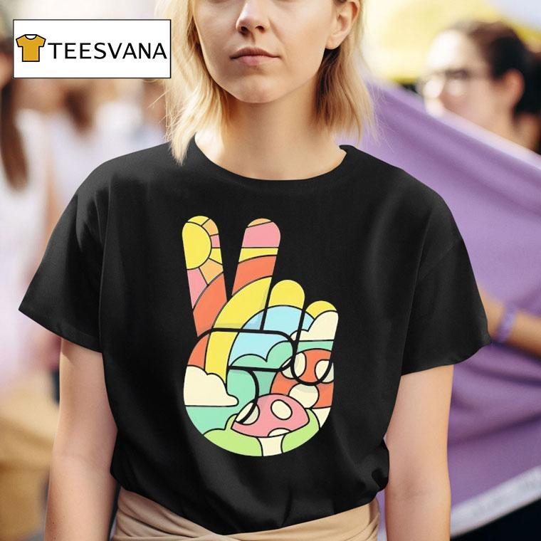 Peaceful Doodle A Hand Making The Peace Sign T Shirt