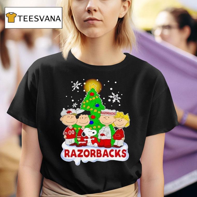 Peanuts Characters Arkansas Razorbacks Christmas T Shirt