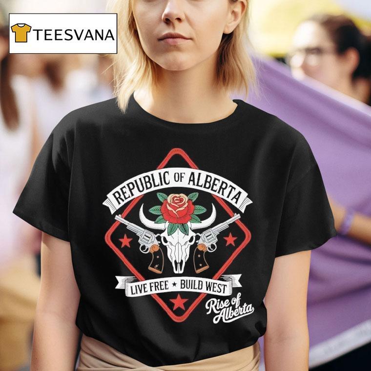 Republic Of Alberta Live Free Build West Gunslinger T Shirt